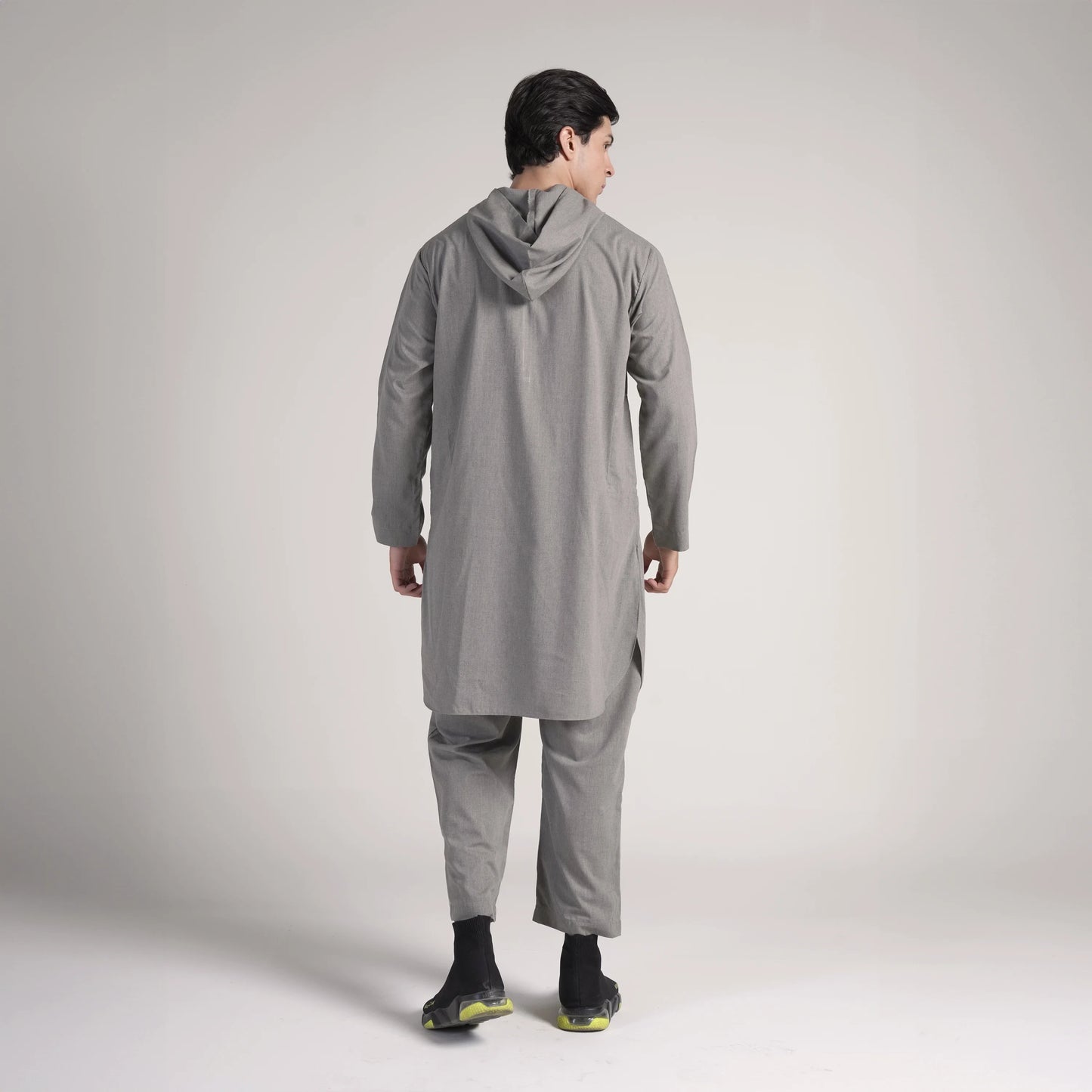 Steel Contemporary Kurta Hoodie Suit