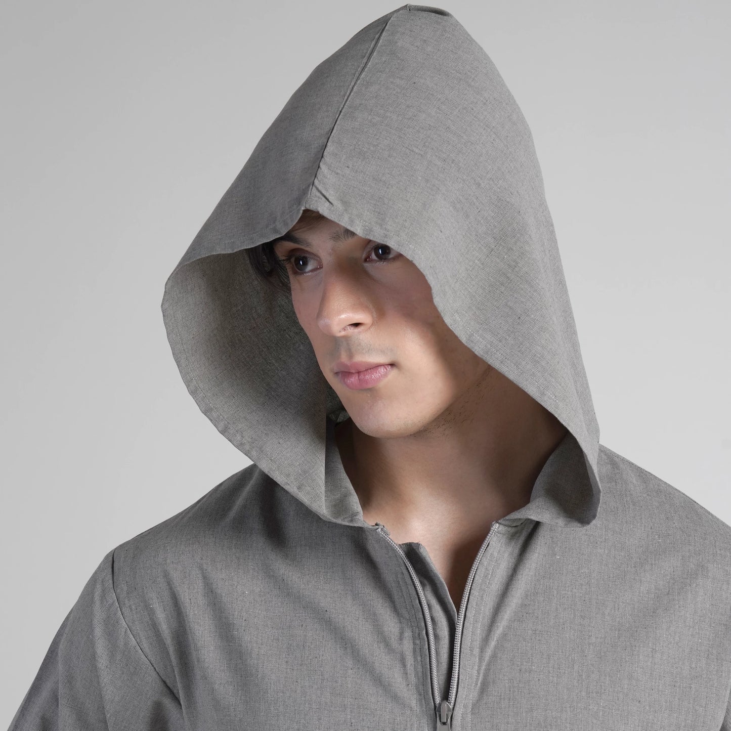 Steel Contemporary Kurta Hoodie Suit