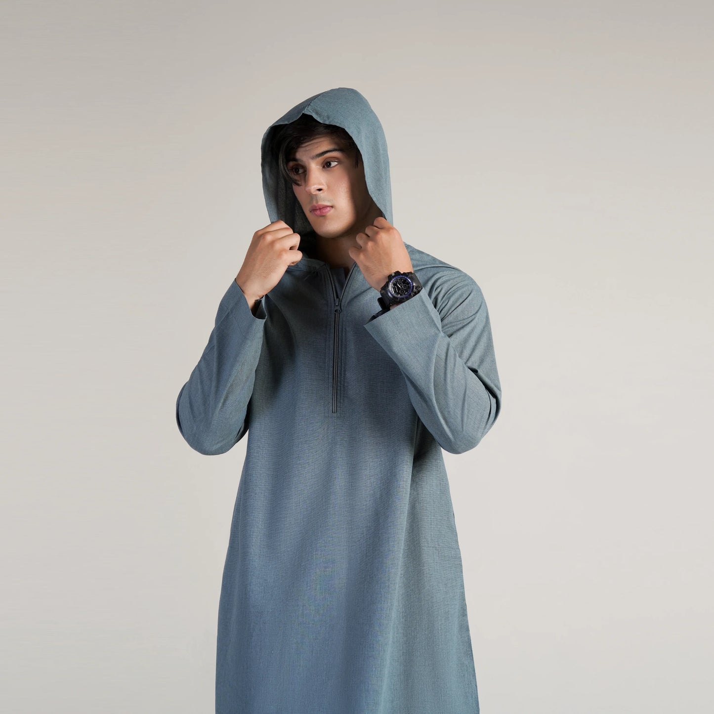 Aegean Teal Contemporary Kurta Hoodie Suit