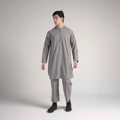 Steel Contemporary Kurta Hoodie