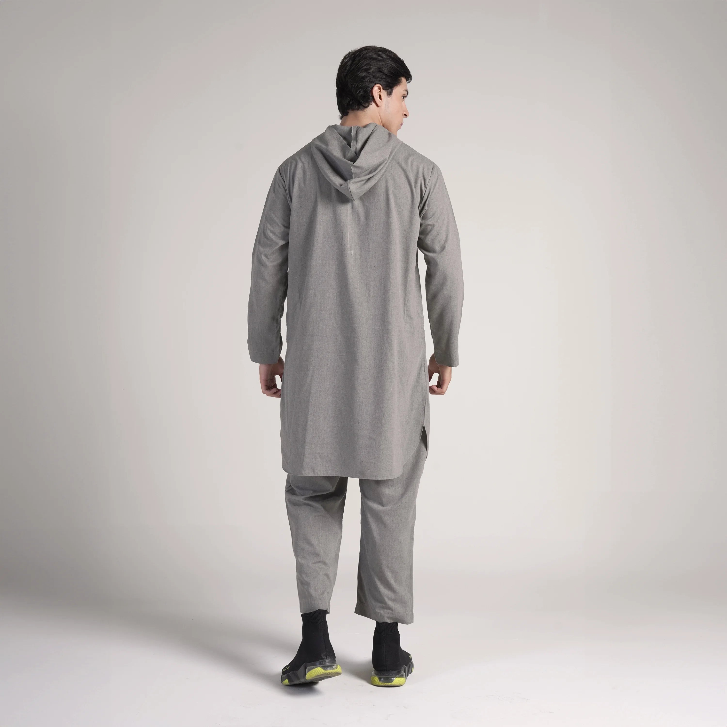 Steel Contemporary Kurta Hoodie Suit